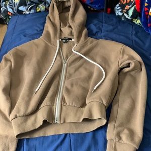 Cropped zip up hoodie